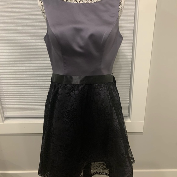 Black Lace Satin Cocktail/Bridesmaid/prom Dress - Picture 3 of 3